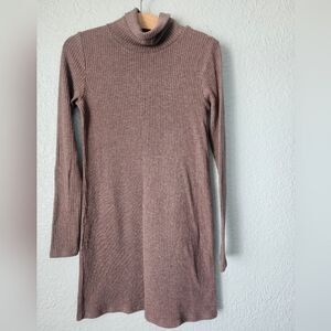 Babaton Ribbed Long Sleeve Dress in Dusty Pink